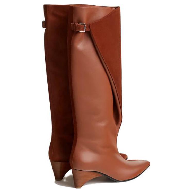 Purchase (W) HERMES But Kasut Tumit Tinggi Berbucu & Gesper 'Kulit Coklat' H232007Z-20