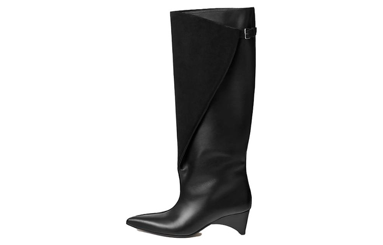 (Women) HERMES Pointed Toe High Heel Buckle Knee High Boots 'Black' H232007Z-02