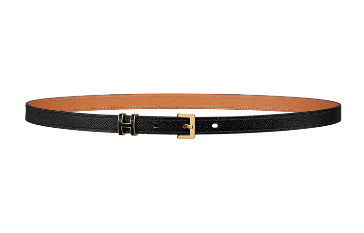 (Women) HERMES Pop H 15 Black Calfskin Leather Belt with Gold Buckle 1.5cm Wide H081087CC89
