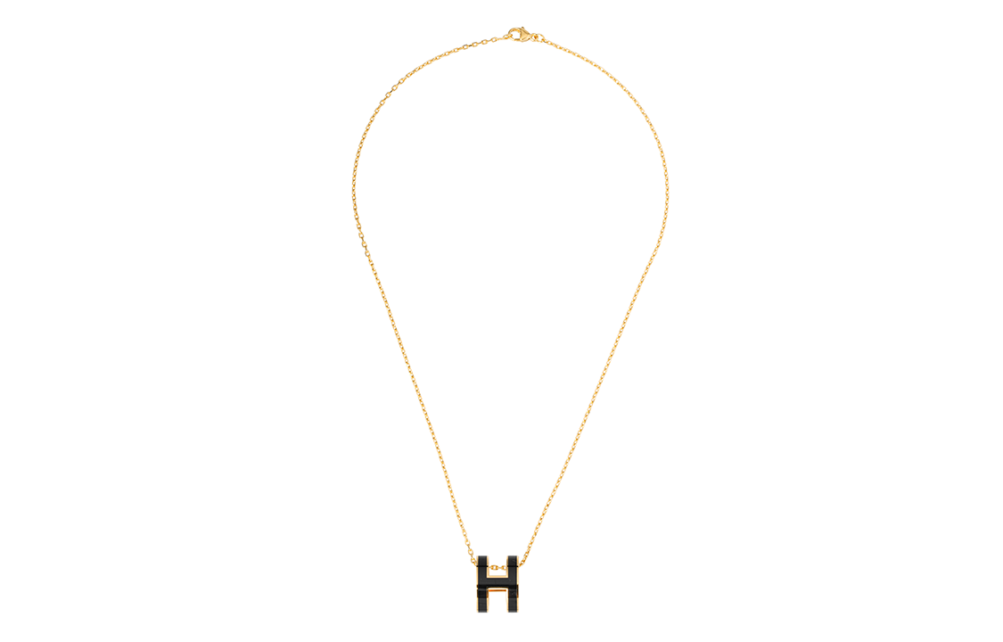 (Women) HERMES POP H Black Alloy Pendant Necklace Gold Chain () H147991F03 圖 3