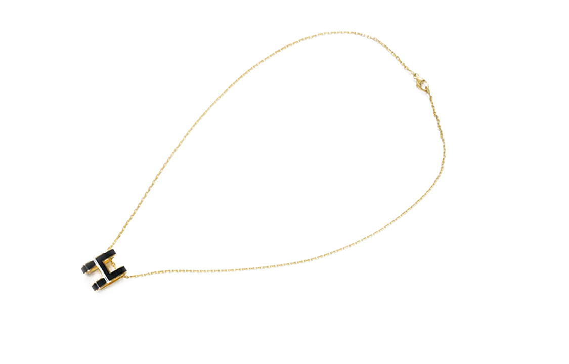 (Women) HERMES POP H Black Alloy Pendant Necklace Gold Chain () H147991F03 圖 4