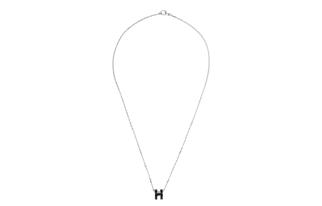 (Women) HERMES Pop H Black Pendant Necklace Silver Chain for Women H147992FP03 圖 4