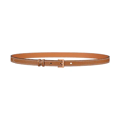 (Women) HERMES Pop H Brown Leather Belt with Rose Gold Buckle 1.5cm. H081087CD37