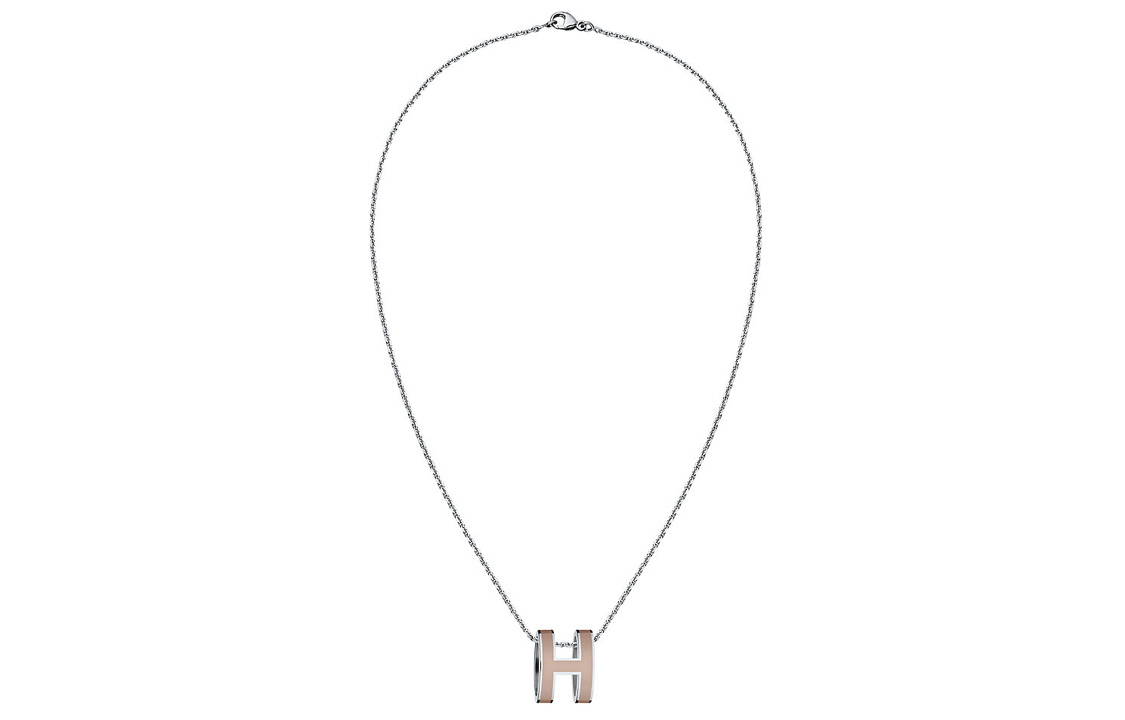 (Women) HERMES Pop H Brown Pendant Metal Necklace for Women Silver Chain H147991-FP55 圖 3