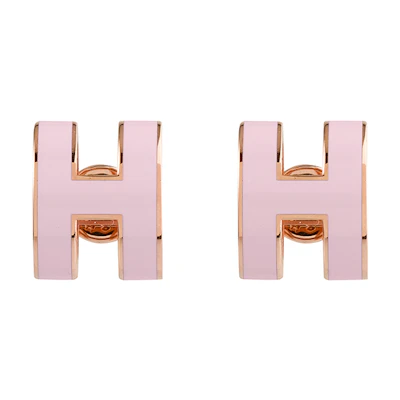 (Women) HERMES Pop H Earrings Rose Gold Candy Pink for Women H608001FO85
