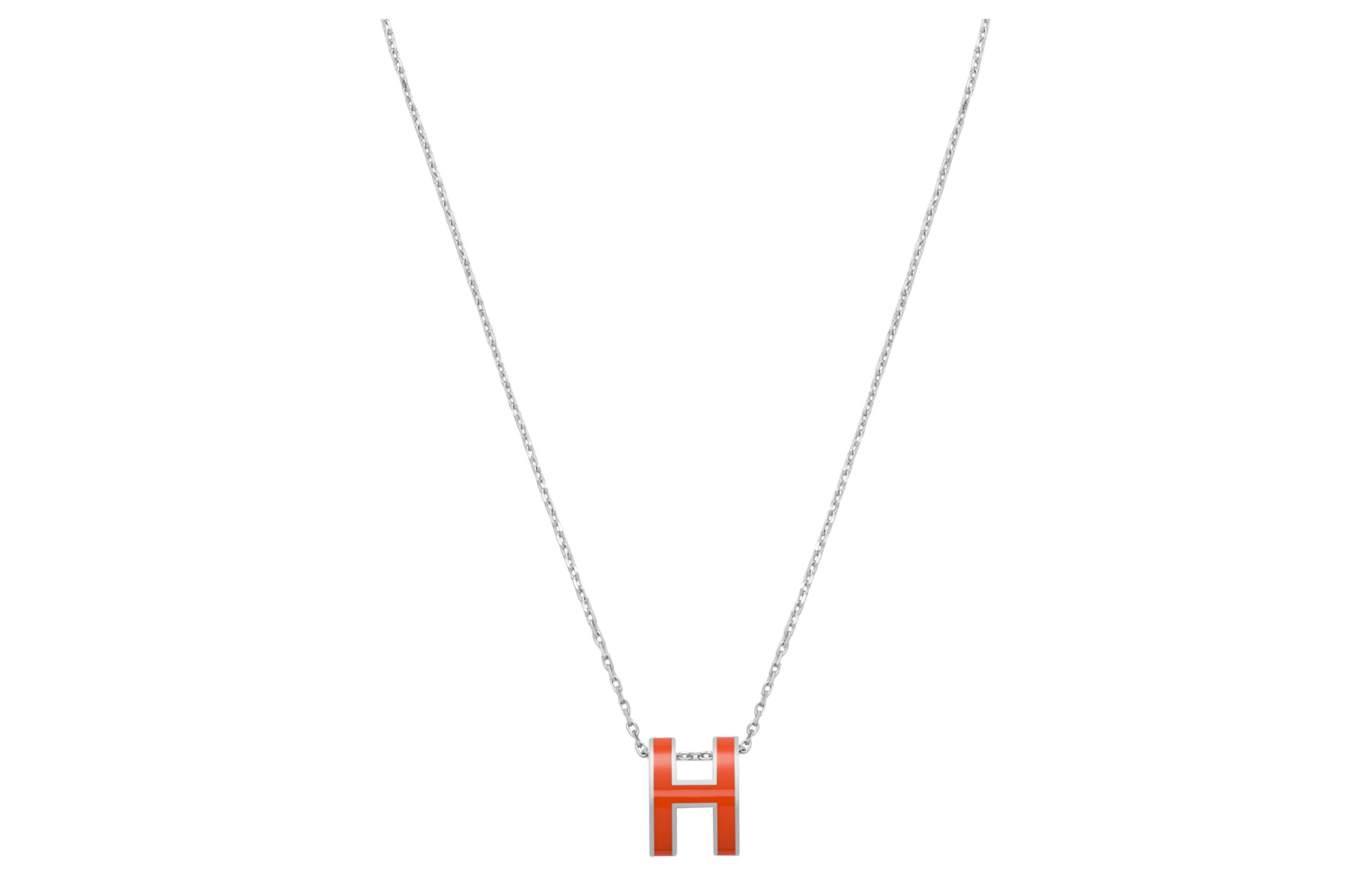 (Women) HERMES POP H Graffiti Orange & Silver Chain Metal Necklace Edition H147991FP1B 圖 2