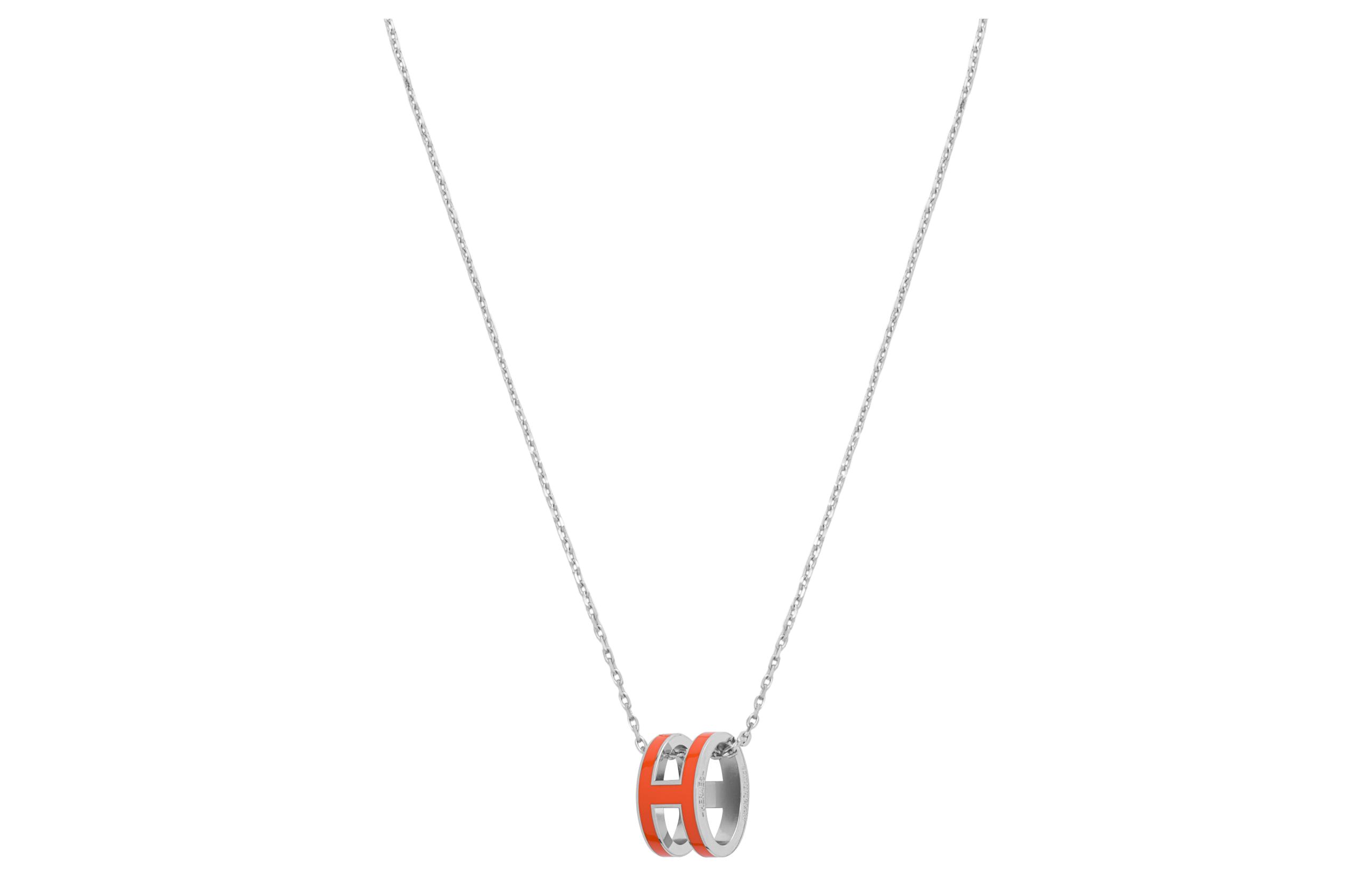 (Women) HERMES POP H Graffiti Orange & Silver Chain Metal Necklace Edition H147991FP1B 圖 3