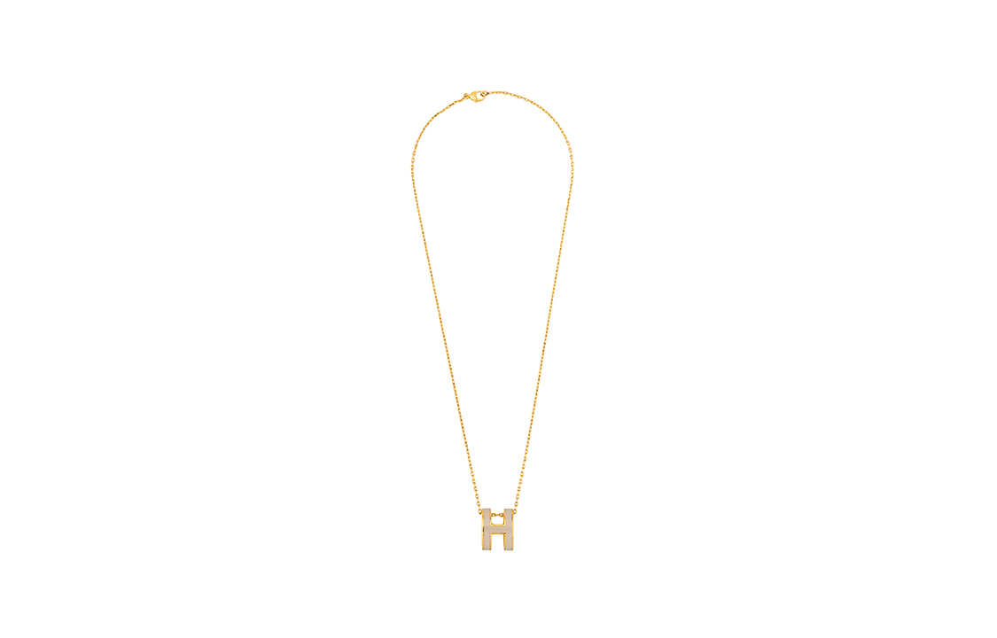 (Women) HERMES POP H Ice Brown Pendant Metal Necklace Gold Chain H147991F-55 圖 4