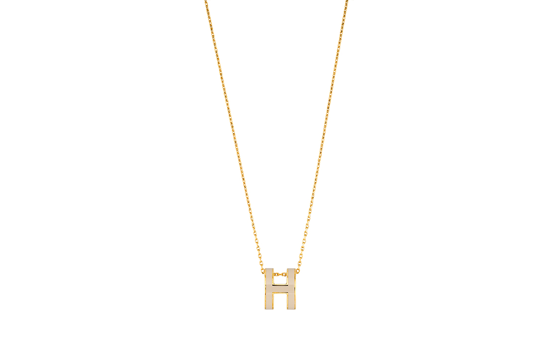 (Women) HERMES POP H Ice Brown Pendant Metal Necklace Gold Chain H147991F-55 圖 5