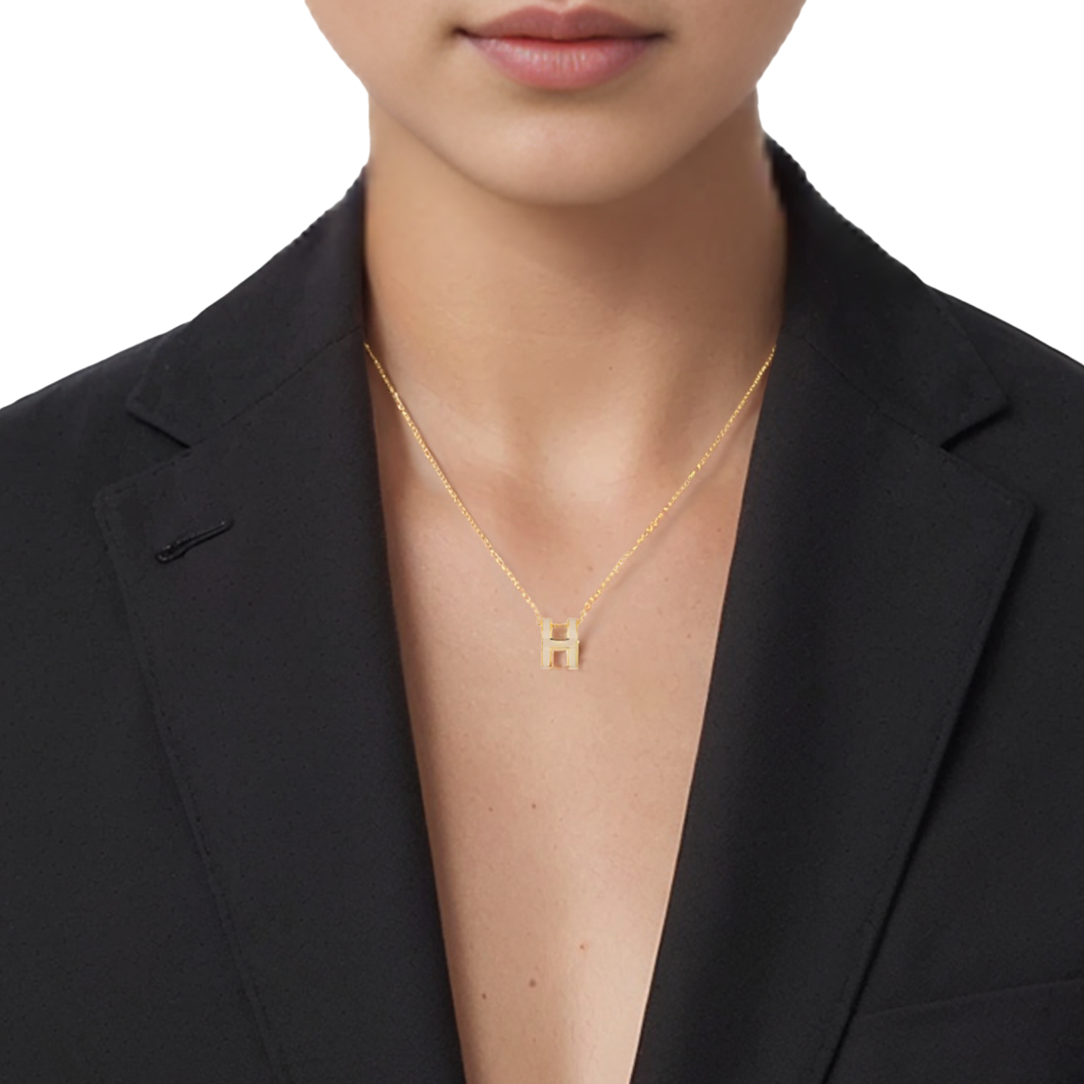 (Women) HERMES POP H Ice Brown Pendant Metal Necklace Gold Chain H147991F-55 圖 6