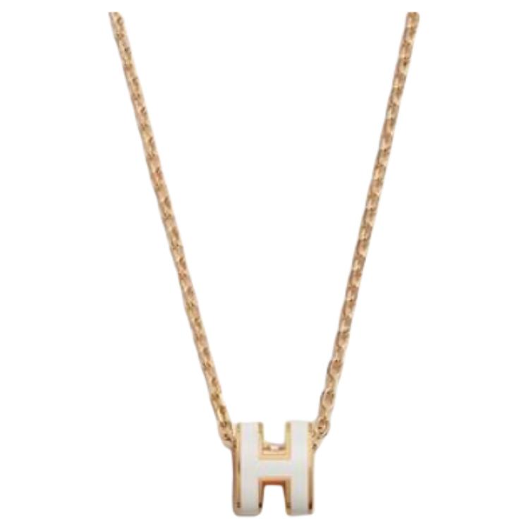 (Women) HERMES Pop H Mini Logo Pendant Necklace -  Orange/Black/White/Gray/Blue/Pink/Red/Rose Gold 106510689 圖 5