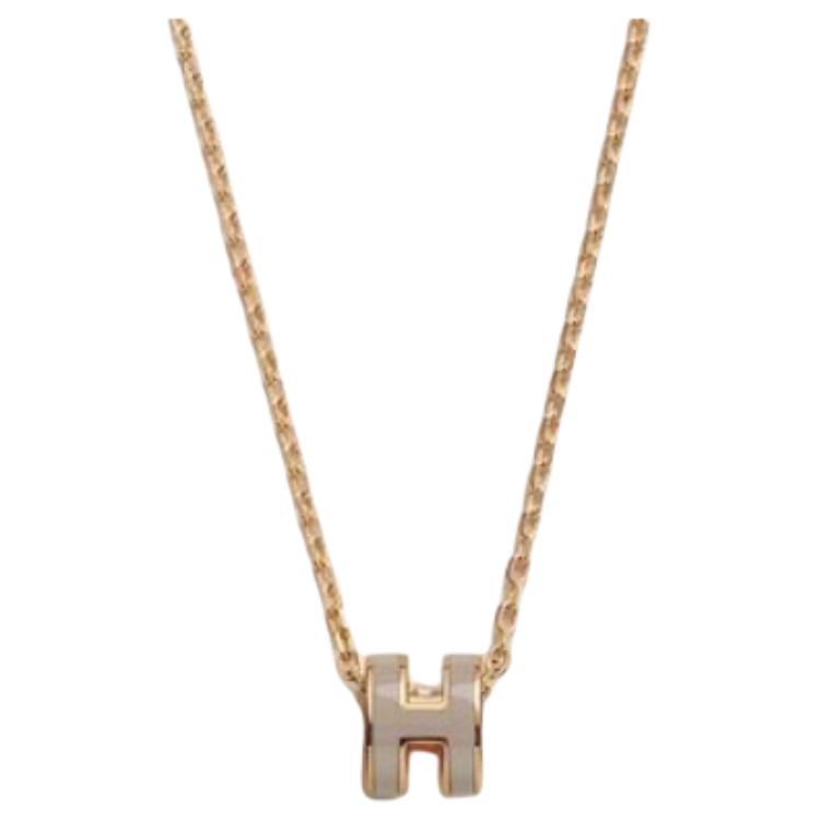 (Women) HERMES Pop H Mini Logo Pendant Necklace -  Orange/Black/White/Gray/Blue/Pink/Red/Rose Gold 106510689 圖 6