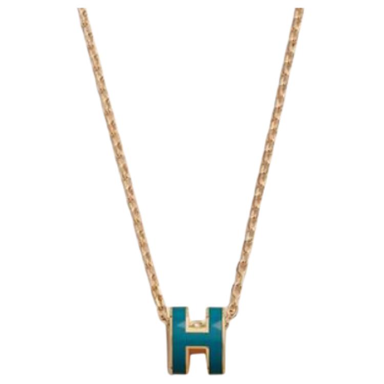 (Women) HERMES Pop H Mini Logo Pendant Necklace -  Orange/Black/White/Gray/Blue/Pink/Red/Rose Gold 106510689 圖 7