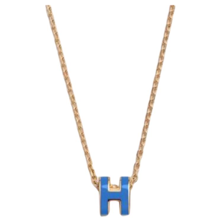 (Women) HERMES Pop H Mini Logo Pendant Necklace -  Orange/Black/White/Gray/Blue/Pink/Red/Rose Gold 106510689 圖 8