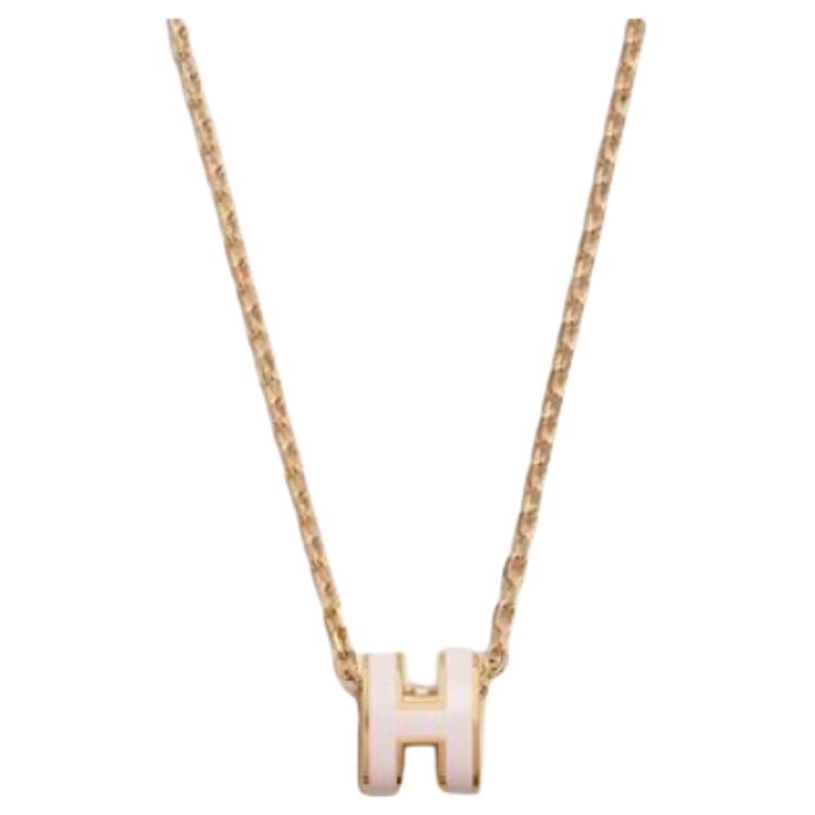 (Women) HERMES Pop H Mini Logo Pendant Necklace -  Orange/Black/White/Gray/Blue/Pink/Red/Rose Gold 106510689 圖 9