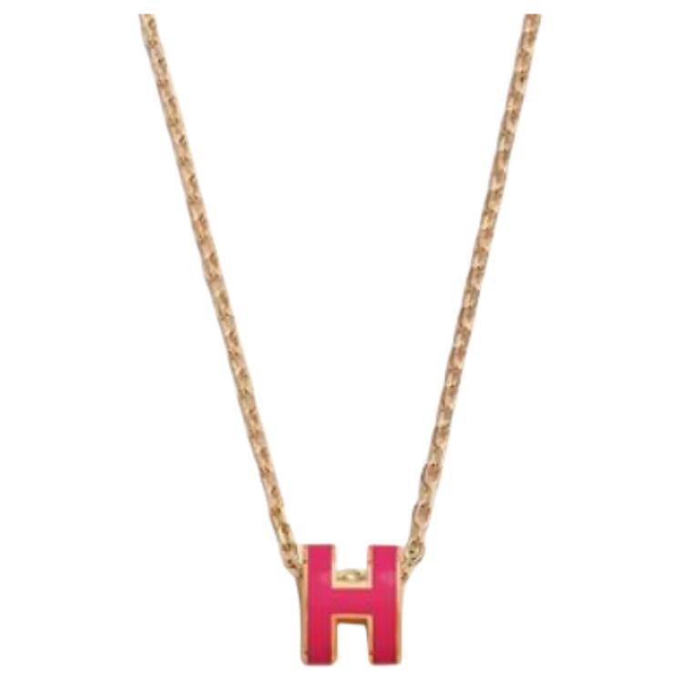 (Women) HERMES Pop H Mini Logo Pendant Necklace -  Orange/Black/White/Gray/Blue/Pink/Red/Rose Gold 106510689 圖 10