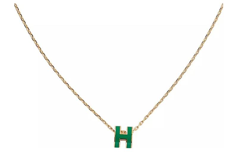 (Women) HERMES POP H Mini Necklace - Luxury 'H' Pendant for Women in Peacock Green. H147992F-83 圖 3