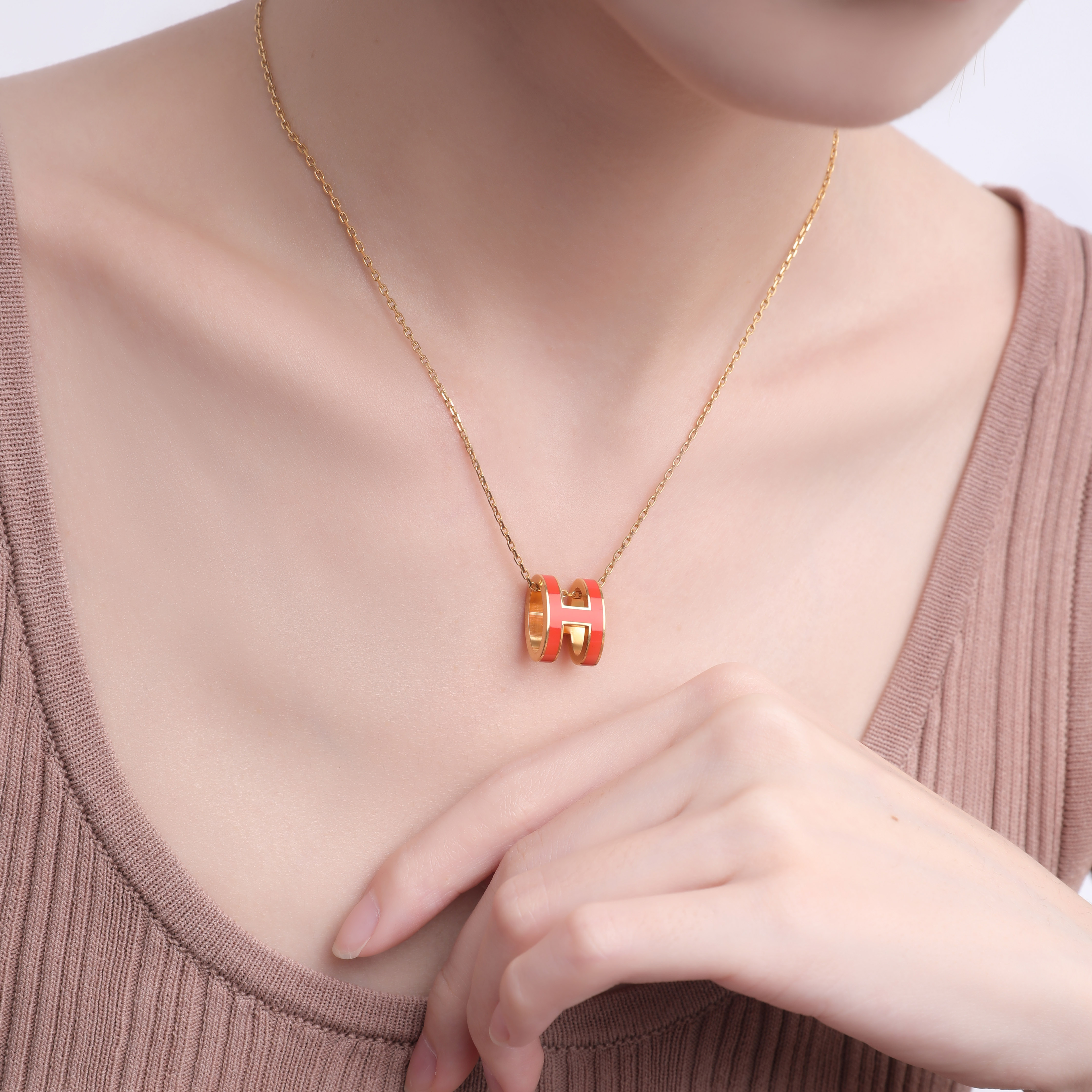 (Women) HERMES POP H Necklace Collection Gold Simple Trendy Necklace H147991F-1B 圖 5