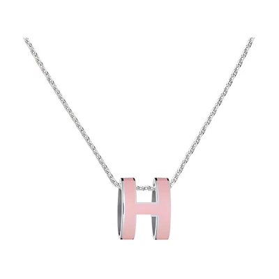 (Women) HERMES POP H Pendant Necklace for Women - Sakura Pink Alloy, Silver Chain H147991FP59