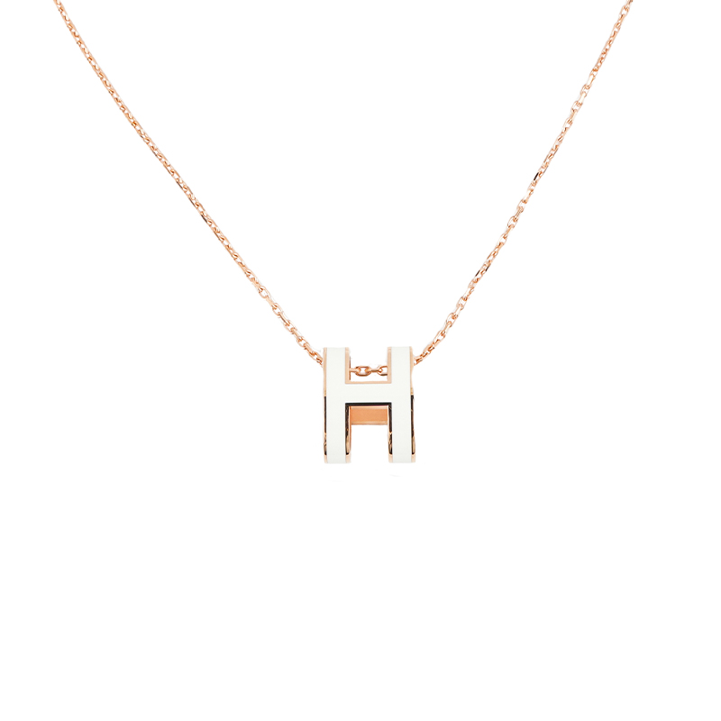 (Women) HERMES POP H Pendant Necklace Gold-Plated for Women, White & Rose Gold H147991FO49