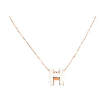 (Women) HERMES POP H Pendant Necklace Gold-Plated for Women, White & Rose Gold H147991FO49