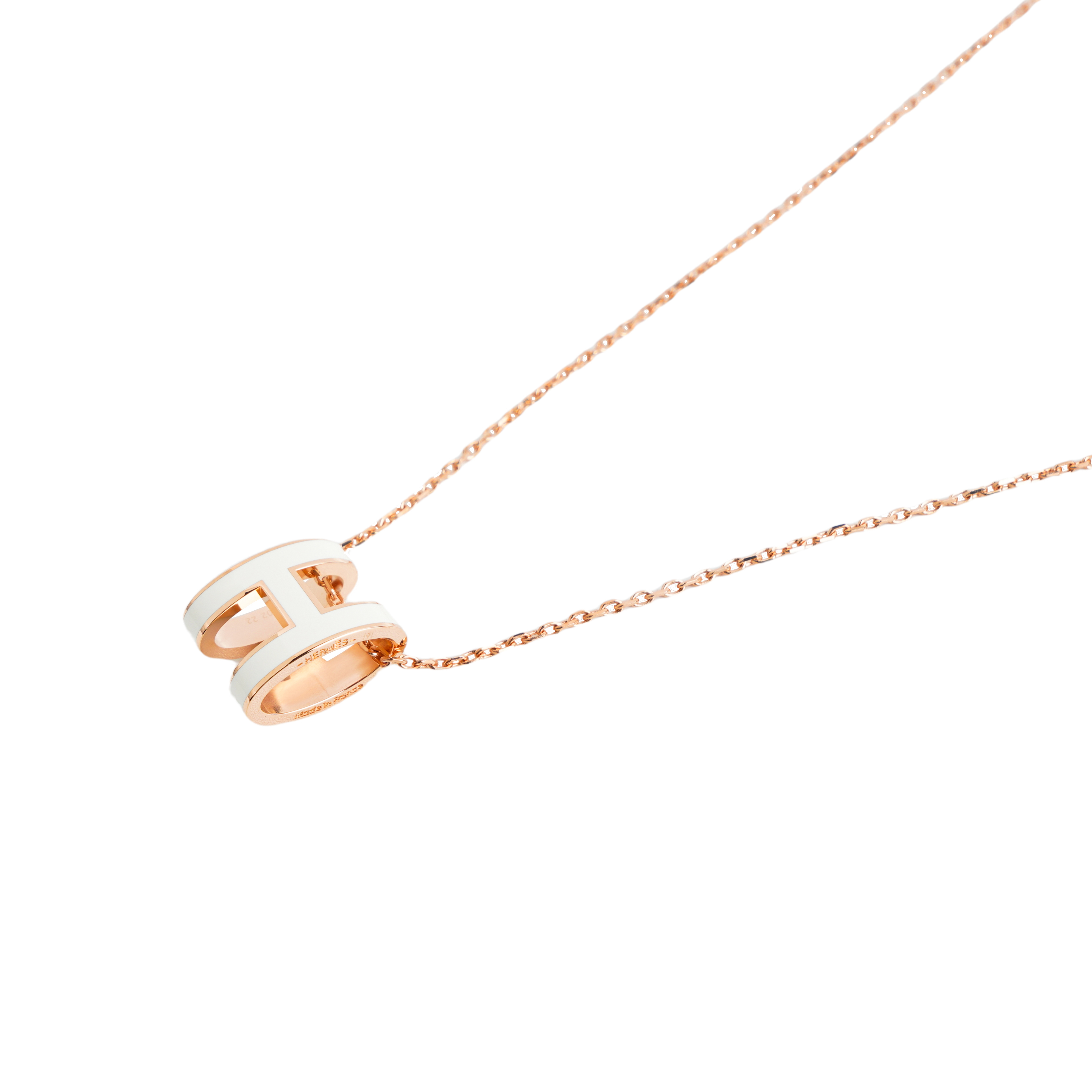 (Women) HERMES POP H Pendant Necklace Gold-Plated for Women, White & Rose Gold H147991FO49 圖 4