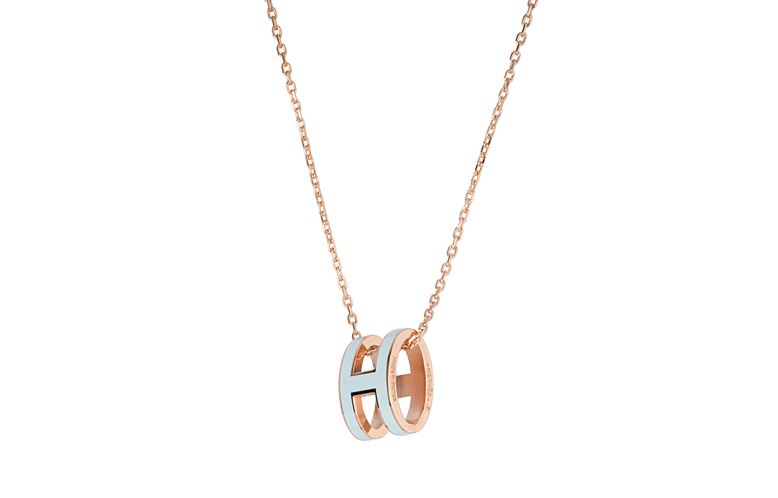 (Women) HERMES POP H Pendant Necklace Rose Gold Blue for Women H147991FO1M 圖 3