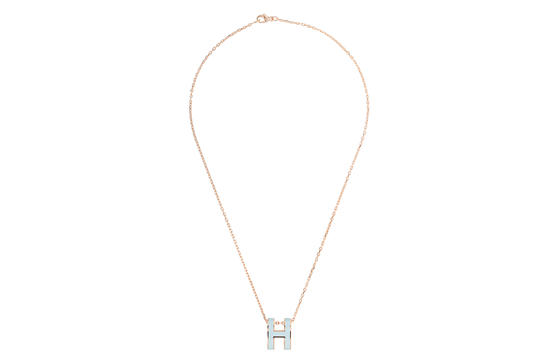 (Women) HERMES POP H Pendant Necklace Rose Gold Blue for Women H147991FO1M 圖 4
