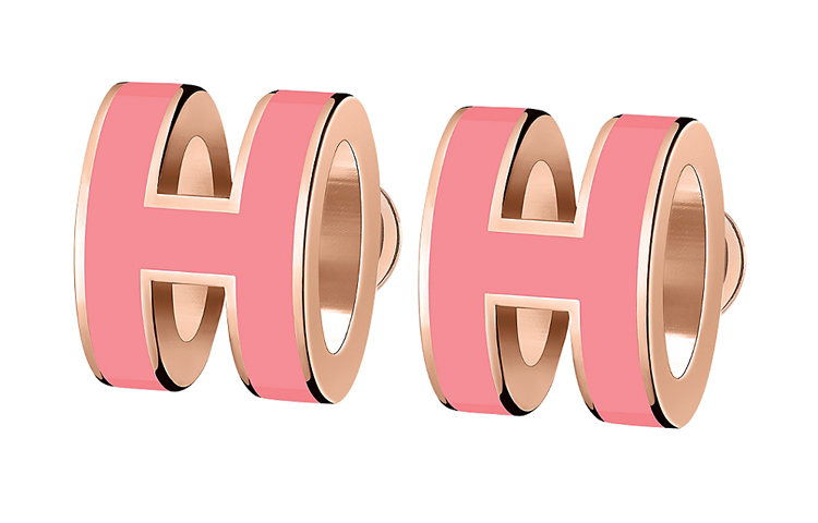 (Women) HERMES POP H Pink Letter Earrings for Women Metal Jewelry H608002FO09