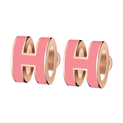 (Women) HERMES POP H Pink Letter Earrings for Women Metal Jewelry H608002FO09
