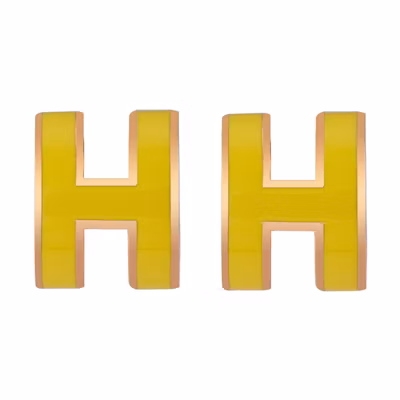 (Women) HERMES Pop H Rose Gold Metal Cutout Letter Earrings for Women Yellow H608002FOB1