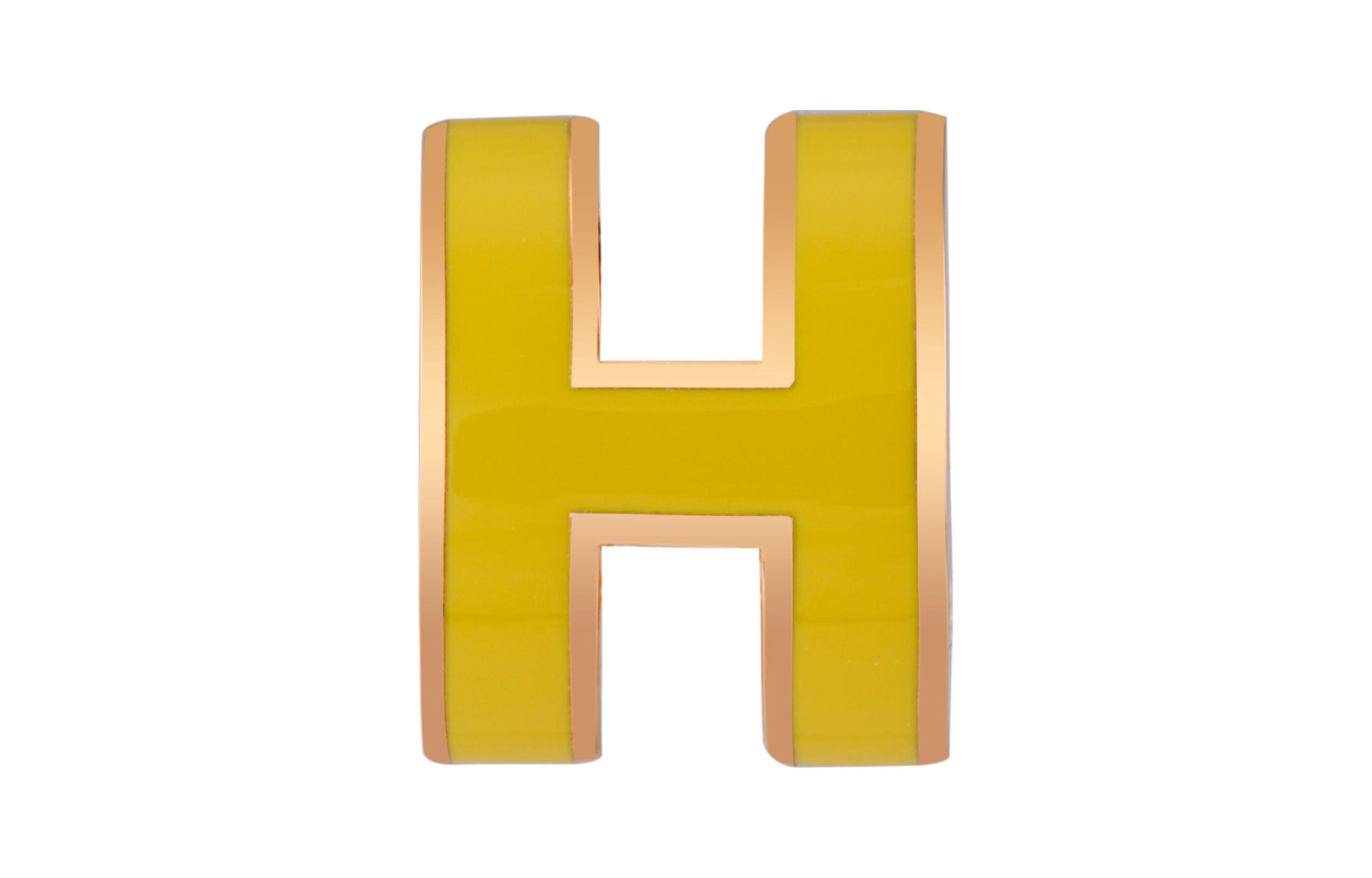 (Women) HERMES Pop H Rose Gold Metal Cutout Letter Earrings for Women Yellow H608002FOB1 圖 3