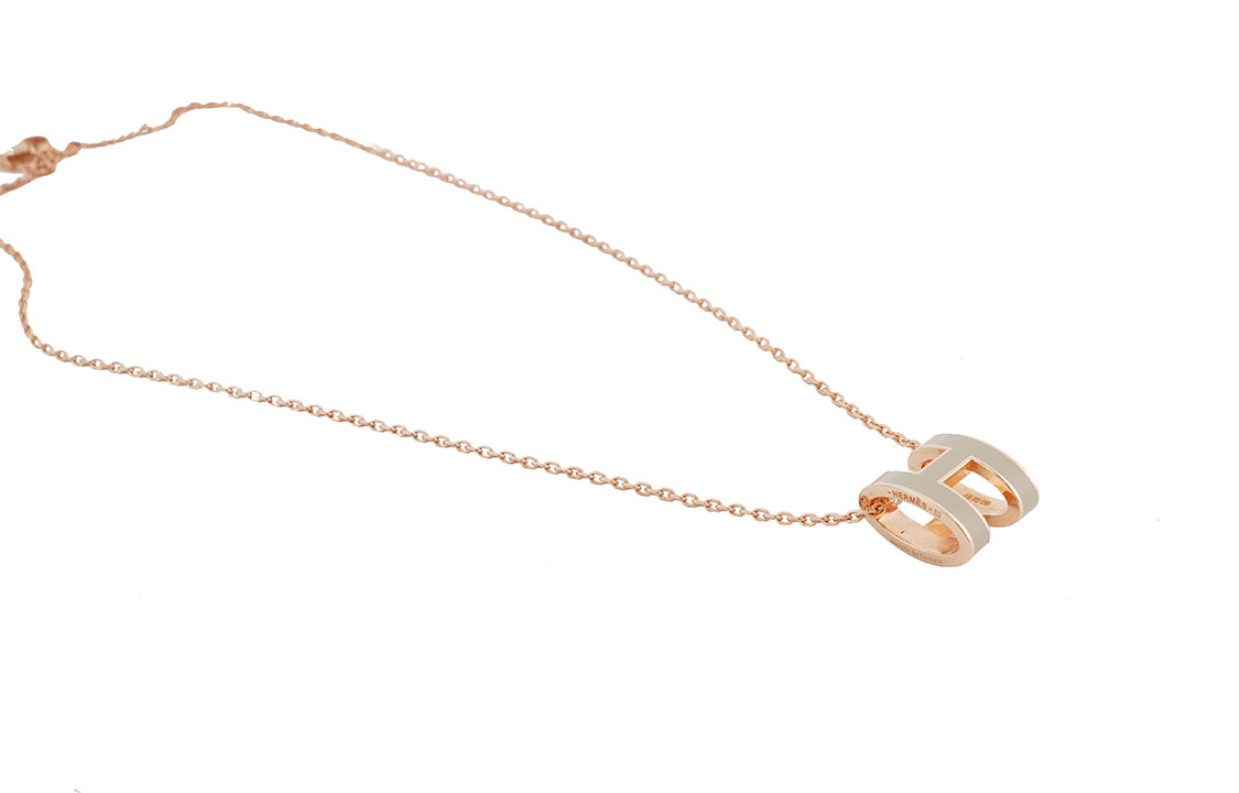 (Women) HERMES Pop H Rose Gold Plated Logo Necklace for Women in Light Brown H147991FO55 圖 5