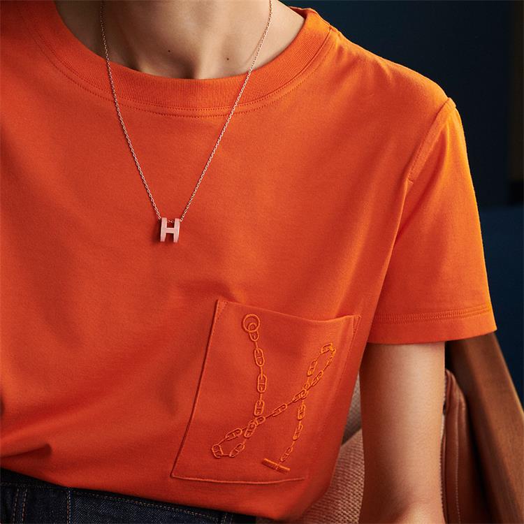 (Women) HERMES Pop H Rose Gold Plated Logo Necklace for Women in Light Brown H147991FO55 圖 6