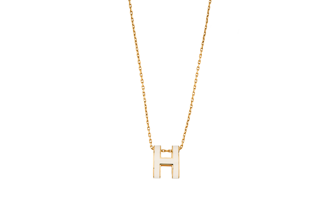 (Women) HERMES Pop H Series Gold Titanium White Pendant Necklace for Women H147991F-49 圖 5