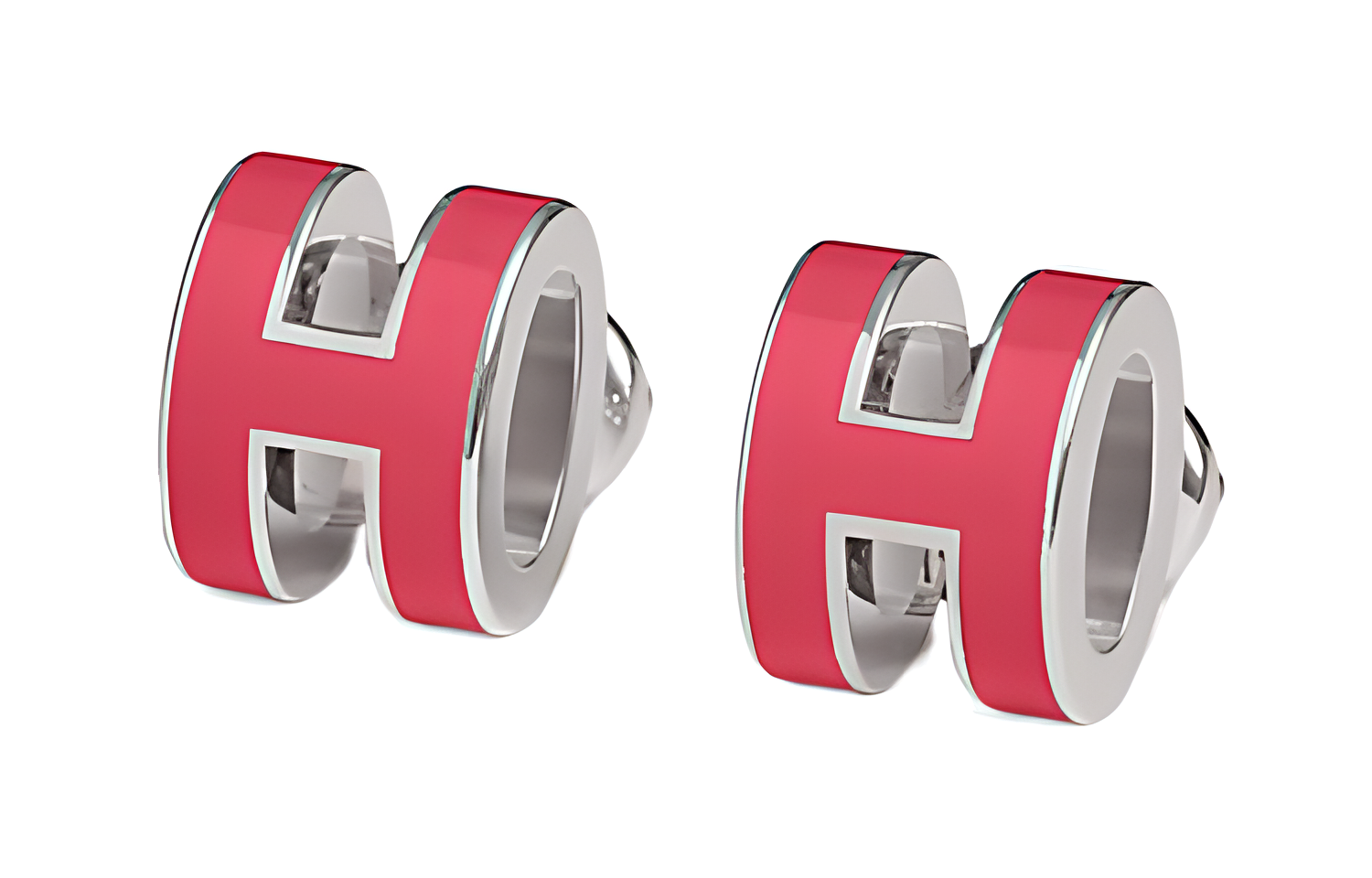 (Women) HERMES Pop H Series Mini Letter Earrings for Women in Rose Pink. H608002FP65