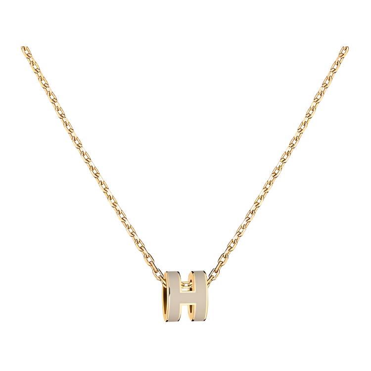 (Women) HERMES Pop H Series Mini Letter Pendant Necklace for Women Gold H147992F-55