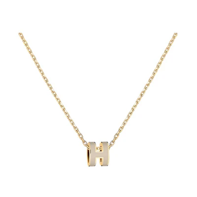 (Women) HERMES Pop H Series Mini Letter Pendant Necklace for Women Gold H147992F-55