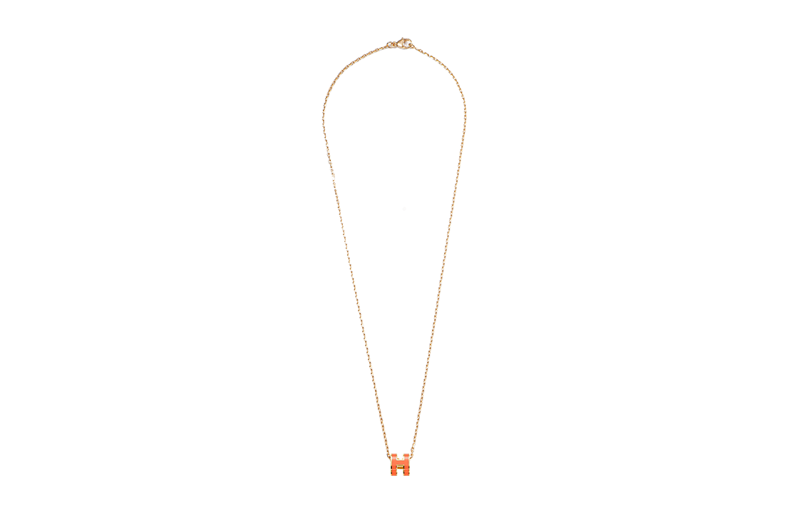 (Women) HERMES Pop H Series Mini Pendant Necklace Orange Gold-Plated Jewelry. H147992F-02 圖 5