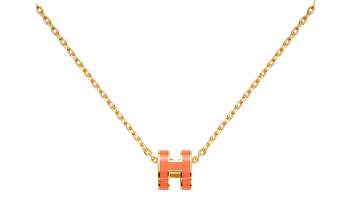 (Women) HERMES Pop H Series Mini Pendant Necklace Orange Gold-Plated Jewelry. H147992F-02 圖 7
