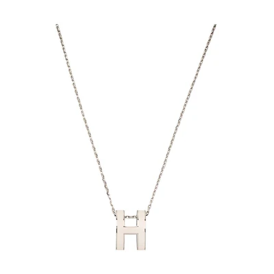 (Women) HERMES Pop H Series Trendy Pendant Necklace Silver/White H147991FP49