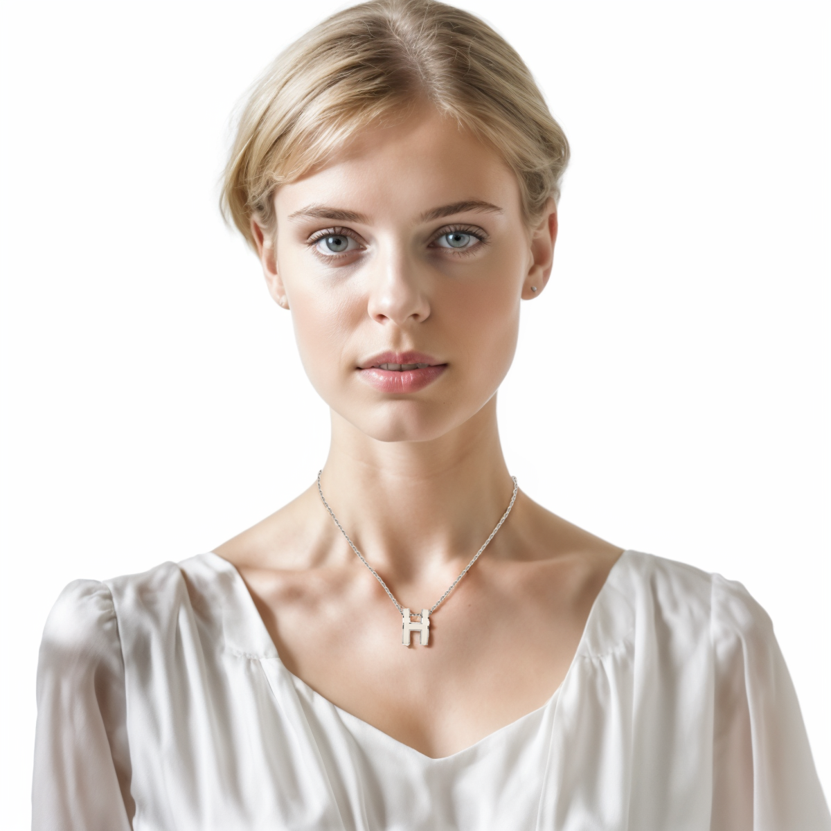 (Women) HERMES Pop H Series Trendy Pendant Necklace Silver/White H147991FP49 圖 5