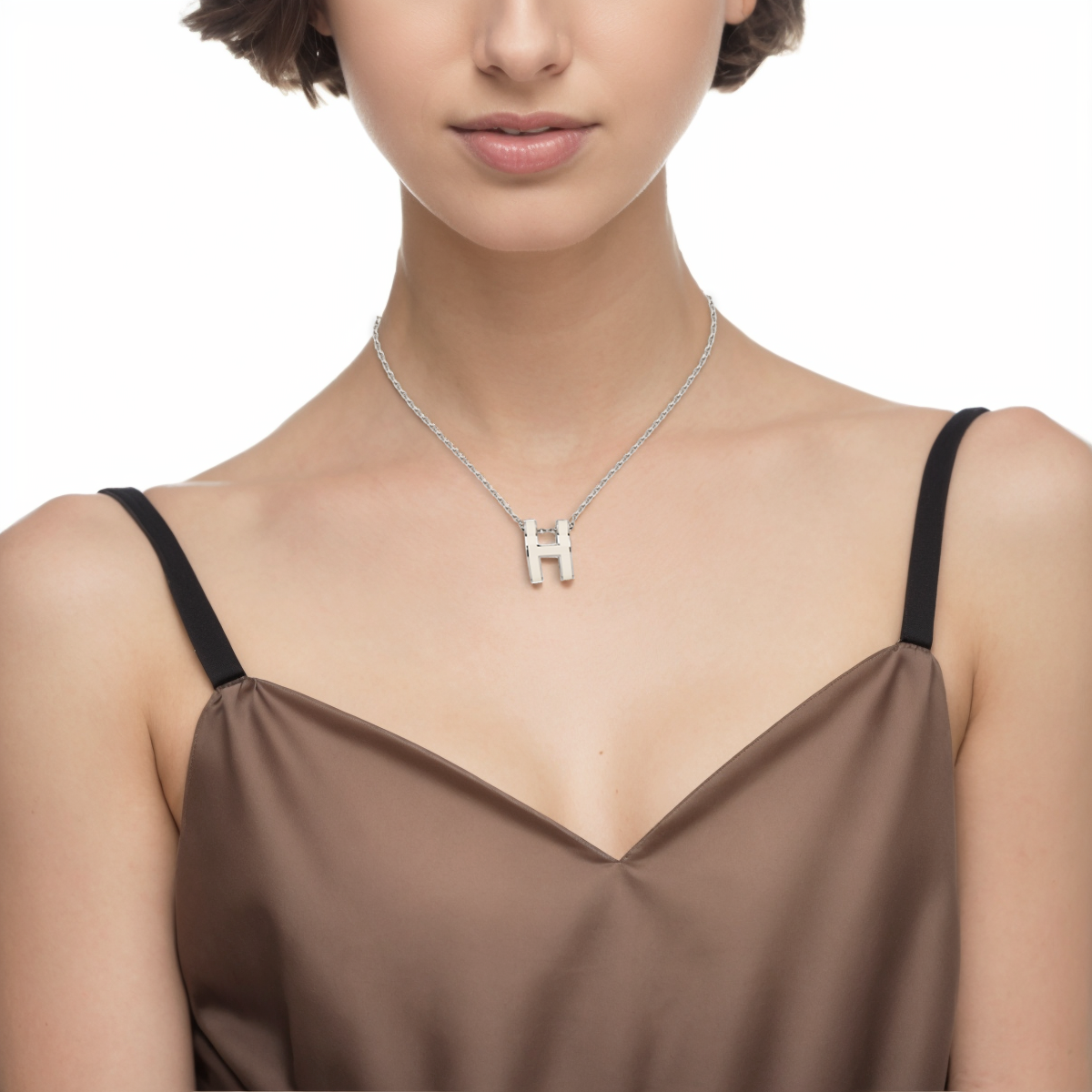 (Women) HERMES Pop H Series Trendy Pendant Necklace Silver/White H147991FP49 圖 6