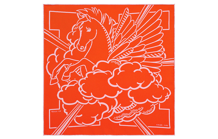 (Women) HERMES Pop Pegasus Scarf 45cm Vermillon/Rose Red/Pink Accessory. H892975S-13 圖 2