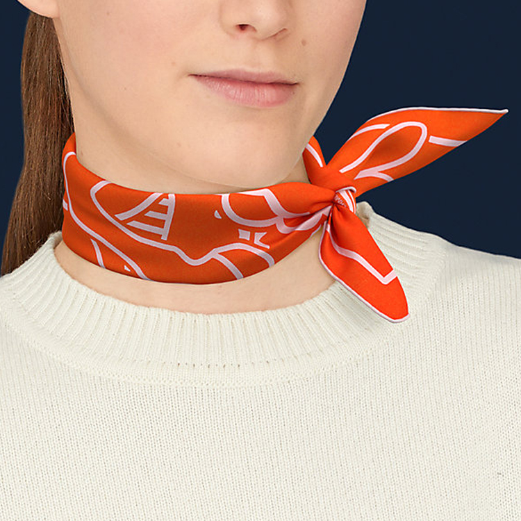 (Women) HERMES Pop Pegasus Scarf 45cm Vermillon/Rose Red/Pink Accessory. H892975S-13 圖 3