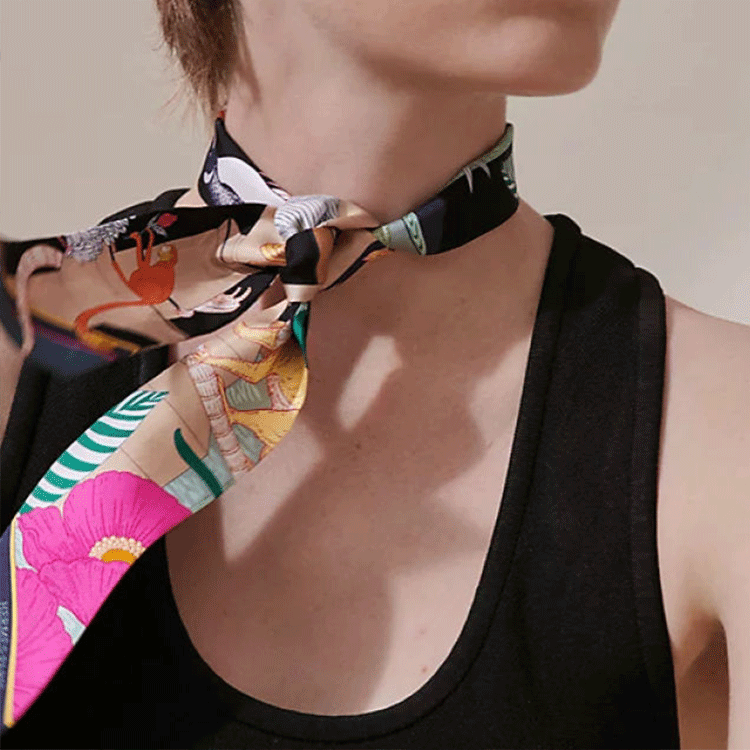 (Women) HERMES Precious Paradise Twilly Silk Scarf Multi-Color for Women. H064094S 01 圖 4