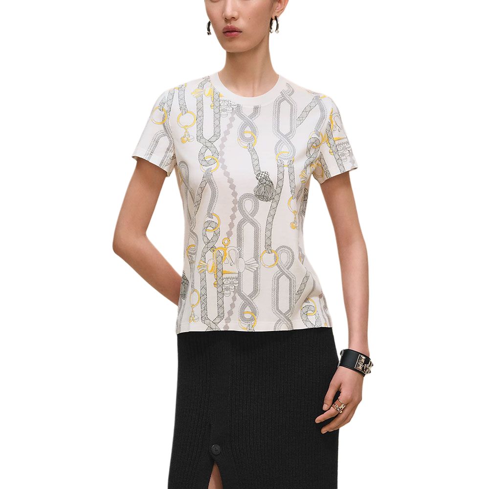 (Women) HERMES Printed Cotton Straight Fit White T-Shirt Women FW25 H5H4628DS90 圖 3
