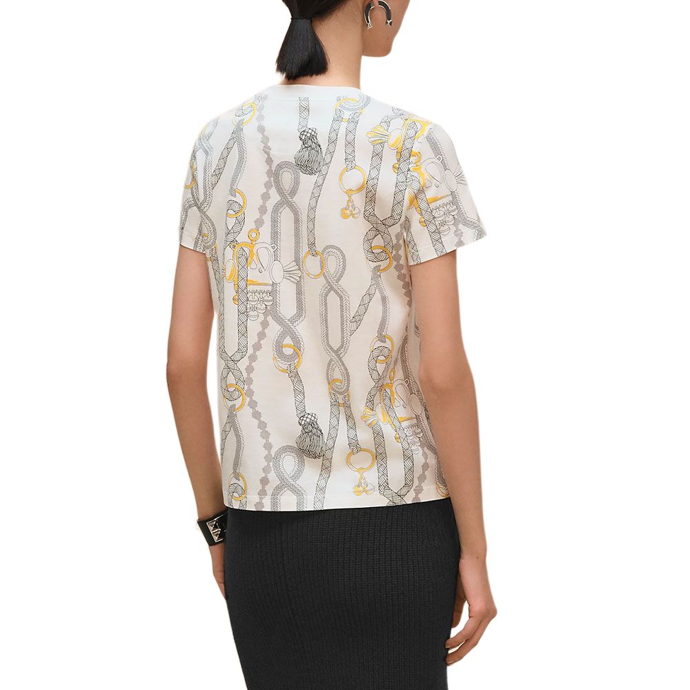 (Women) HERMES Printed Cotton Straight Fit White T-Shirt Women FW25 H5H4628DS90 圖 4