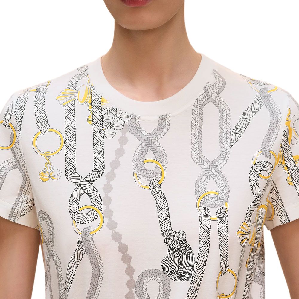 (Women) HERMES Printed Cotton Straight Fit White T-Shirt Women FW25 H5H4628DS90 圖 6