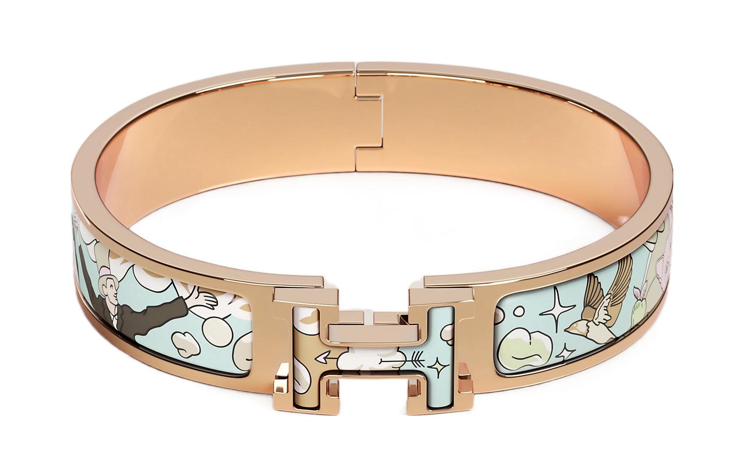 (Women) HERMES Printed Enamel Rose Gold Narrow Bracelet for Women - Rose Gold. H702311FOE4 圖 2